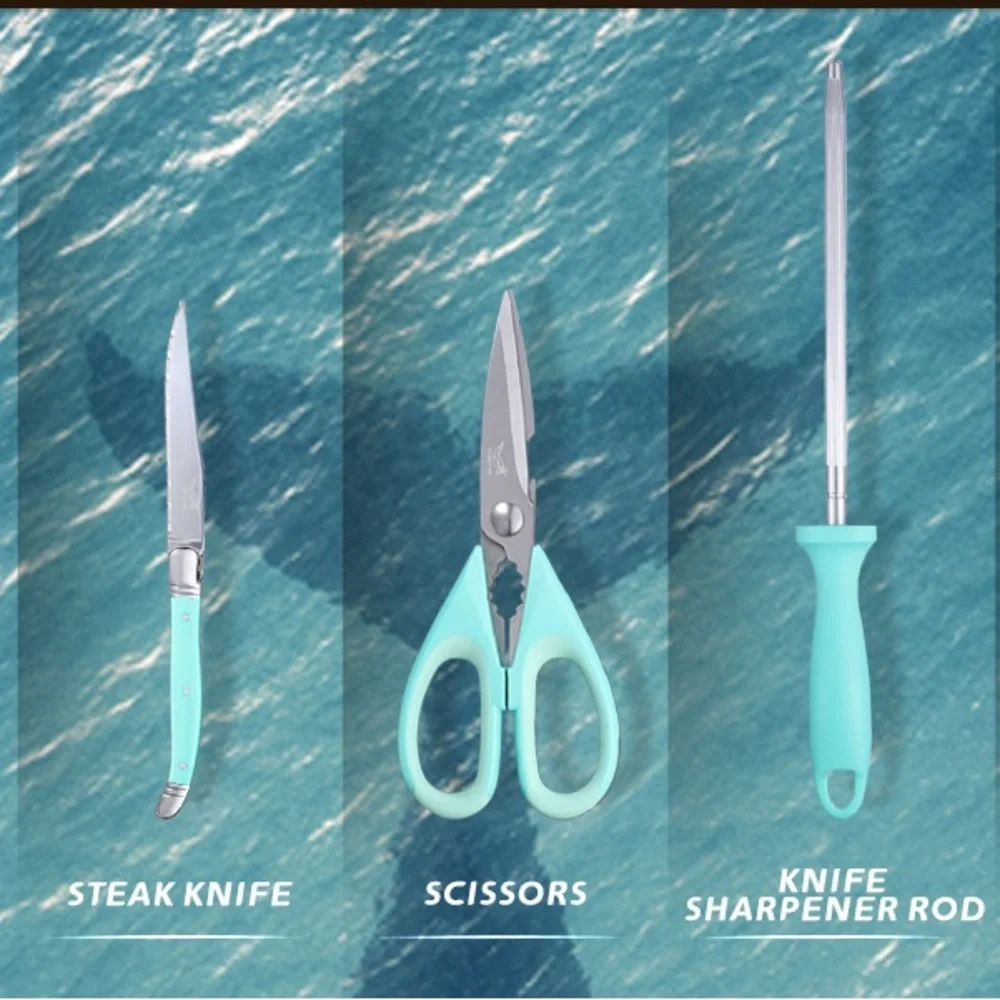 NEW Yonovak Blue Whale Series Kitchen German Steel Chef Knife 15pc Set